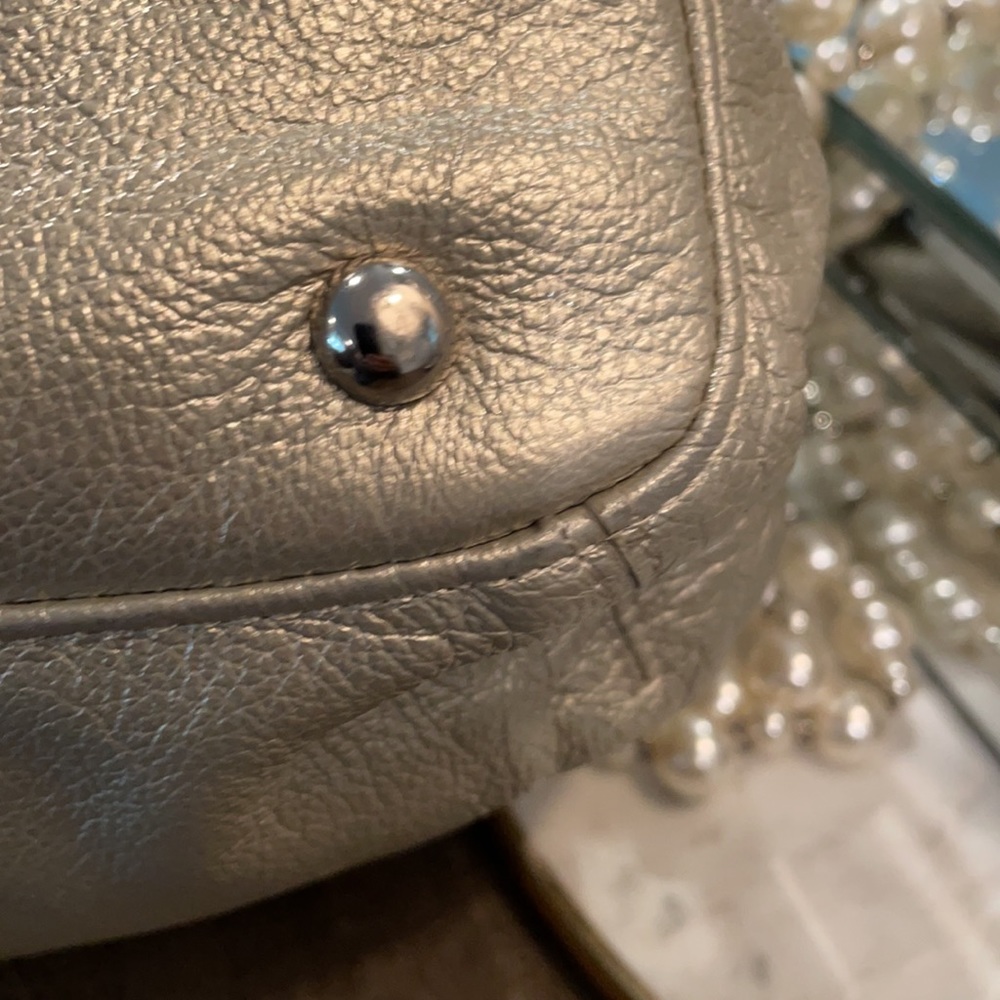 Tignanello Silver Pebble Leather Satchel - Picture 9 of 14